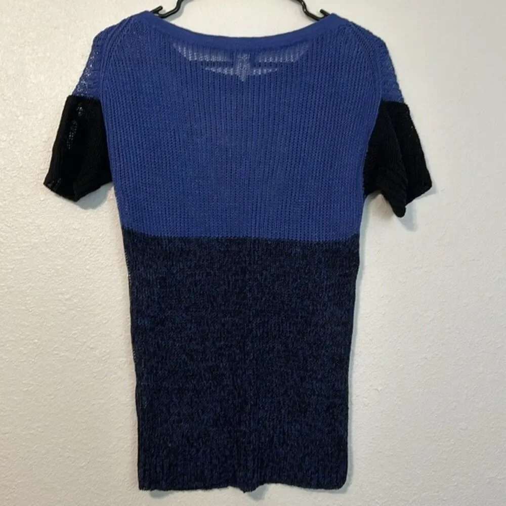 J. Crew Linen Open Knit Shirt Womens Small Short Sleeve Old Money Preppy Blue